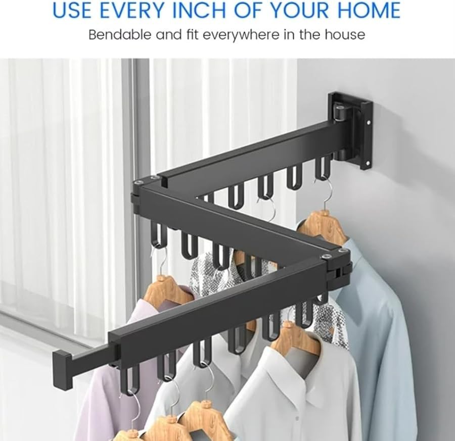 Grey aluminum retractable wall mounted rack — photo 4