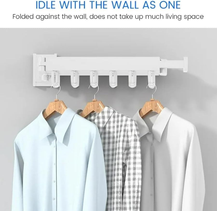 White retractable wall mounted laundry organizer — photo 5