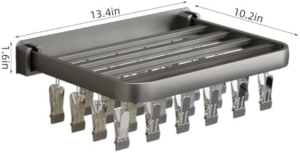 Grey retractable sock rack with clips — photo 5