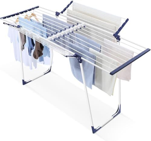 Two wing retractable gullwing laundry rack