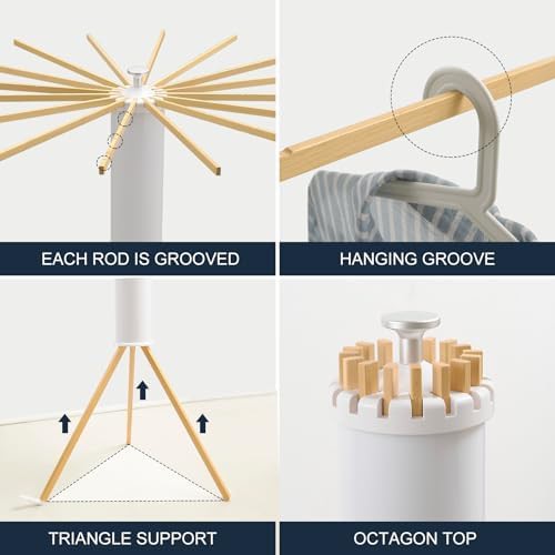 Kroias wooden tripod folding clothes drying rack — photo 3