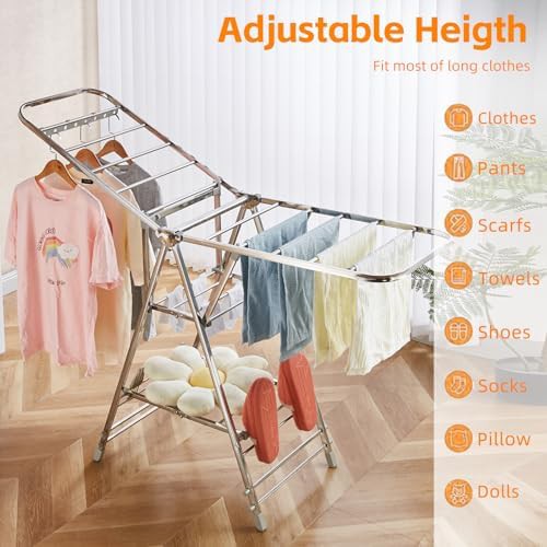 Stainless steel rolling shoe rack dryer — photo 3