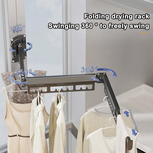 Tri-fold wall mounted retractable grey rack — photo 3