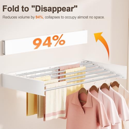 White wall mounted folding six rod rack — photo 4