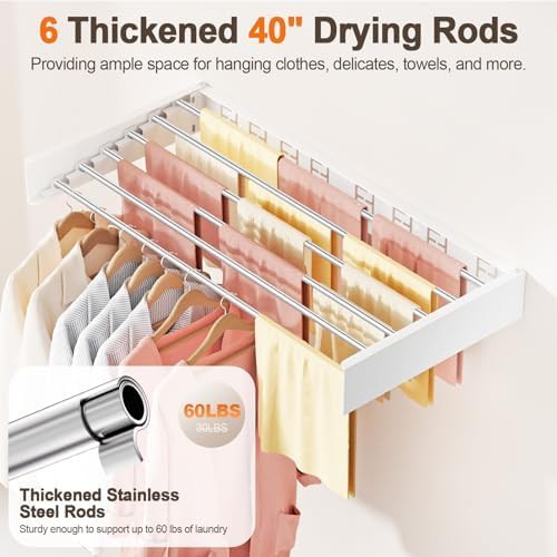 White wall mounted folding six rod rack — photo 5