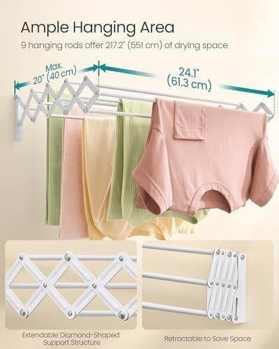 Retractable wall mounted dryer with nine rods — photo 3