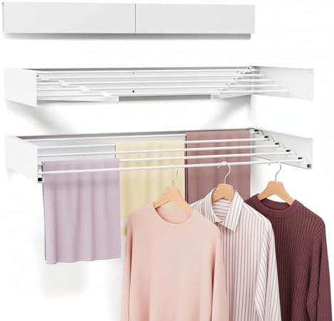Concealed wall mounted rack with five poles