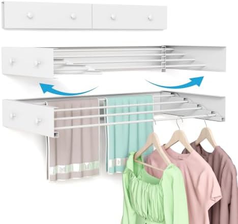 Retractable wall mounted laundry drying rack 23.6 in
