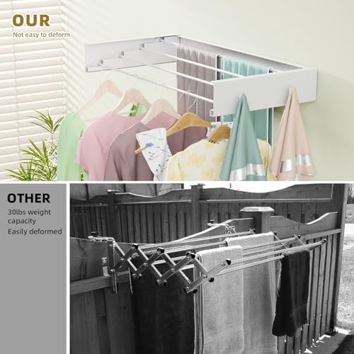 Retractable wall mounted laundry drying rack 23.6 in — photo 4