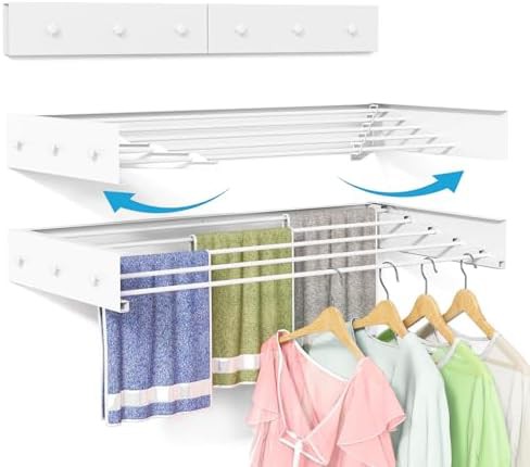 Wall mounted hidden indoor drying rack 32 in