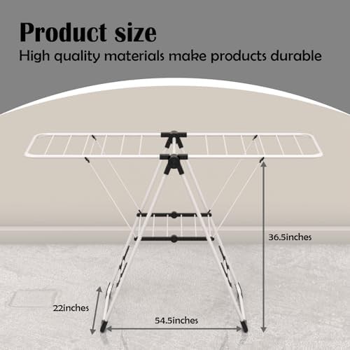 White gullwing steel folding laundry stand — photo 4
