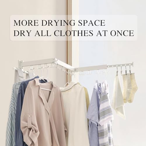 White wall mounted tri-fold clothes drying rack — photo 3
