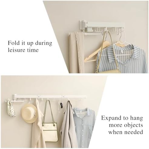 White wall mounted tri-fold clothes drying rack — photo 5