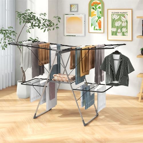 Silver and grey gullwing laundry rack — photo 3