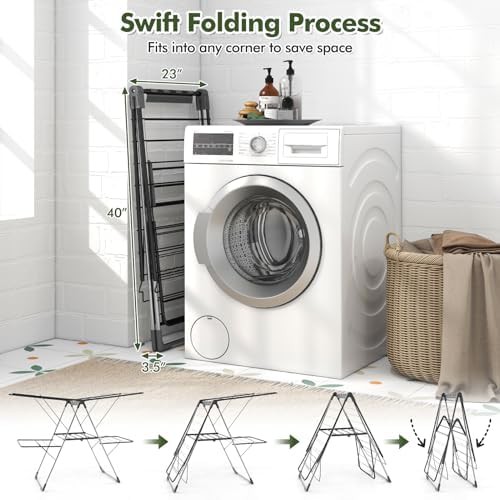 Silver and grey gullwing laundry rack — photo 4