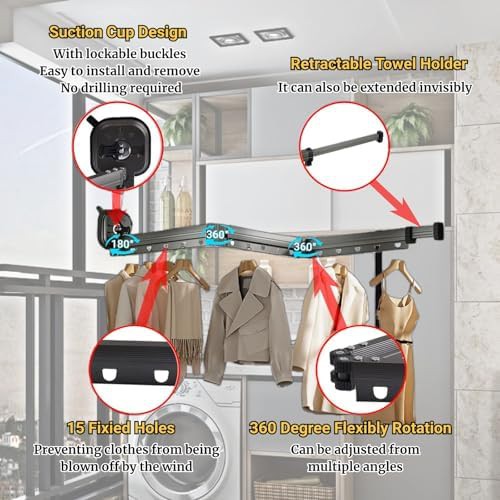 Tri-fold retractable suction cup wall rack — photo 3