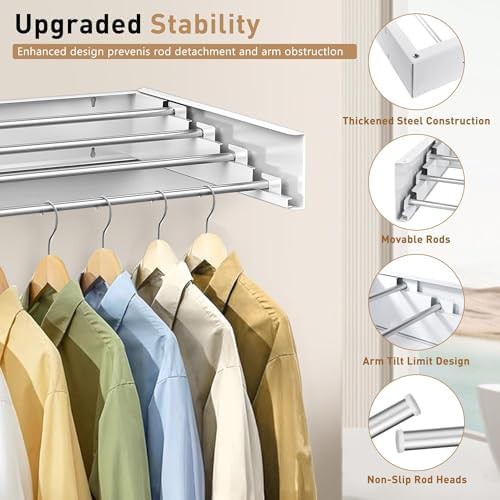 White aluminum four rod wall drying rack — photo 3