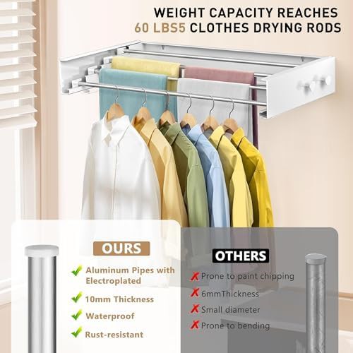 White aluminum four rod wall drying rack — photo 4