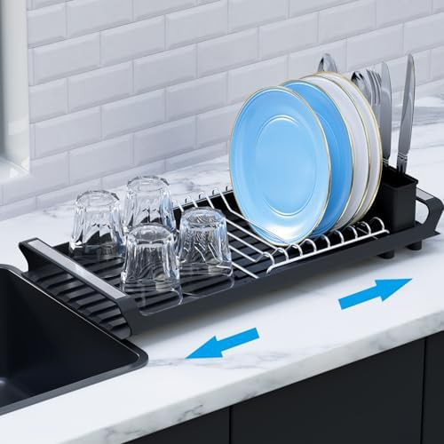Collapsible black dish drying rack — photo 4