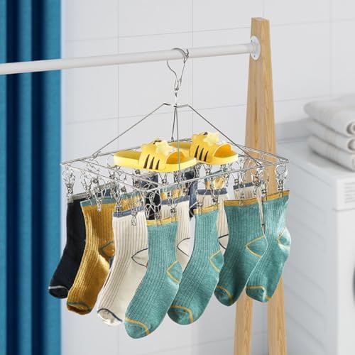 Stainless steel sock rack with 80 clips — photo 3