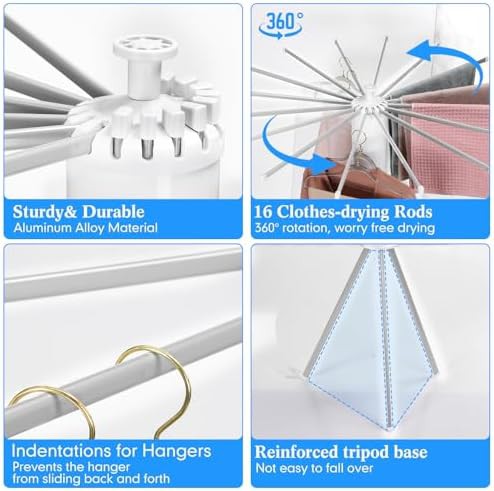 White portable tripod laundry drying rack — photo 3
