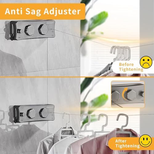 Grey double retractable stainless steel clothesline — photo 3
