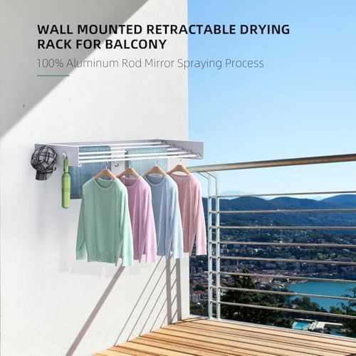White aluminum wall mounted drying rack — photo 4