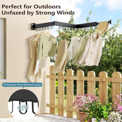 Black wall mounted collapsible clothes drying rack — photo 4