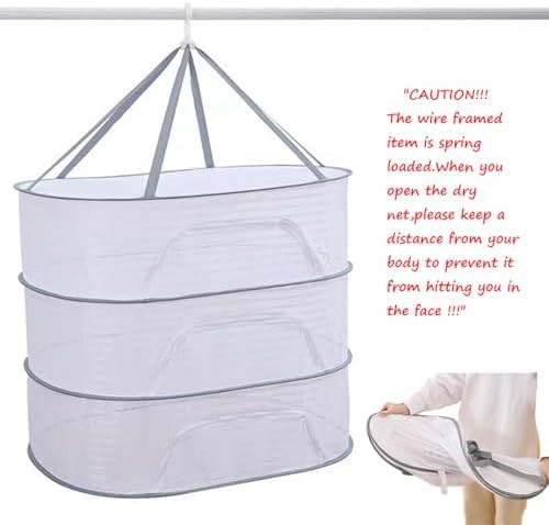 White three tier mesh hanging drying net — photo 5