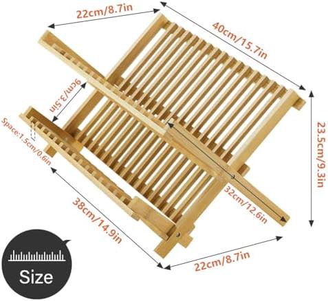 Two tier bamboo plate organizer rack — photo 3