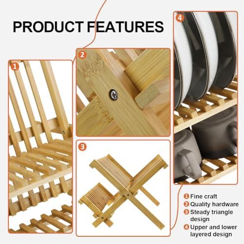 Two tier bamboo plate organizer rack — photo 4