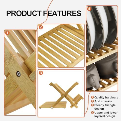 Three tier bamboo dish drying rack — photo 4