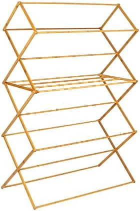 Oversized natural bamboo folding laundry rack