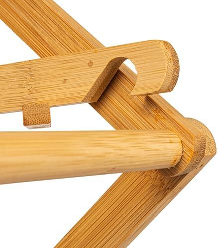 Oversized natural bamboo folding laundry rack — photo 4