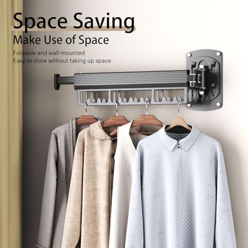 Gray wall mounted collapsible laundry hanger — photo 4