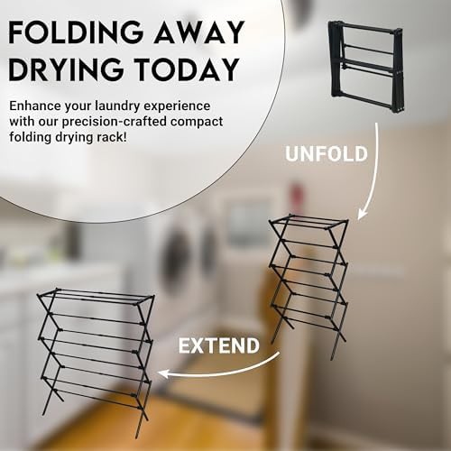 Collapsible black metal drying rack — photo 3