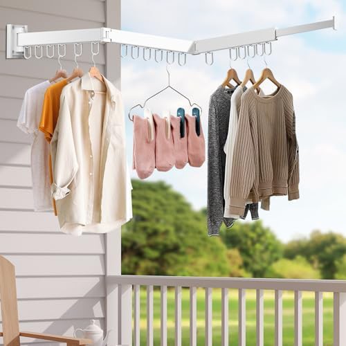 White tri-fold wall mounted drying rack — photo 2