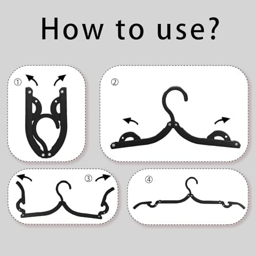 Black portable folding travel hangers six pack — photo 5