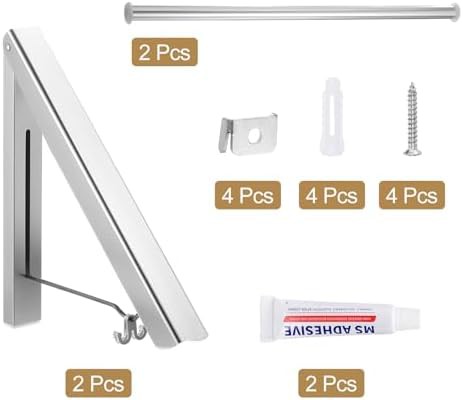 Silver aluminum wall mounted 80cm drying rack — photo 3