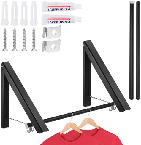 Black aluminum wall mounted 120cm drying rack