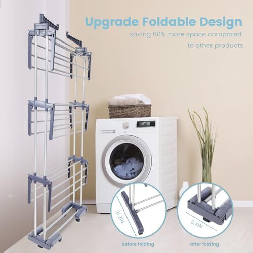 Grey four tier stainless steel drying rack — photo 3
