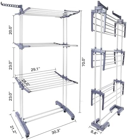 Grey four tier stainless steel drying rack — photo 5