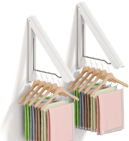 White aluminum retractable wall mounted hangers