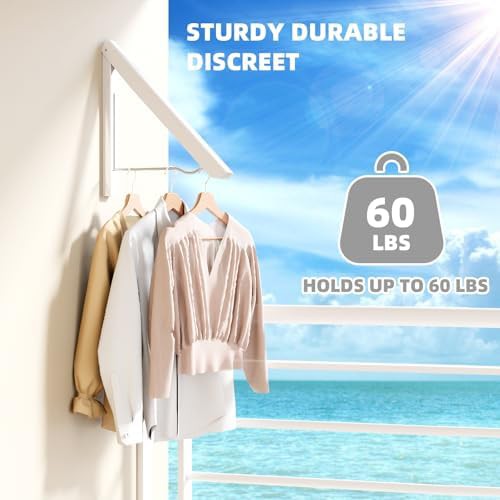 White aluminum retractable wall mounted hangers — photo 4