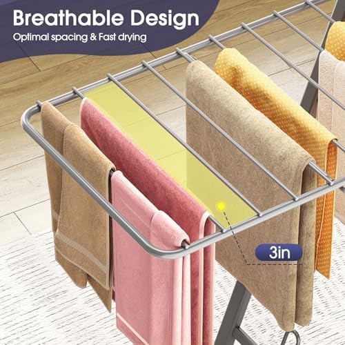 Grey height adjustable folding laundry rack — photo 5