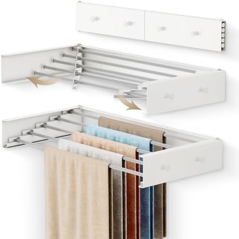 Retractable 31.5 in wall clothes rack