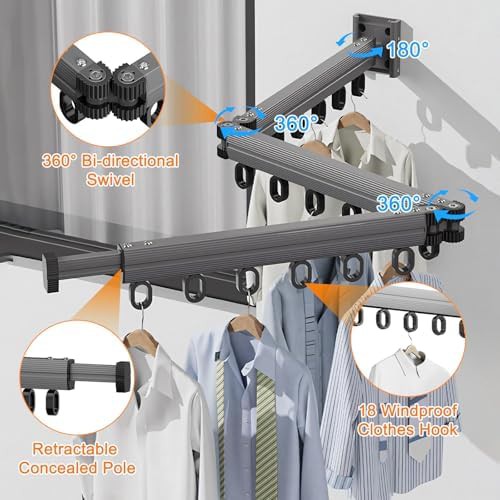 Aluminum trifold expandable clothes drying rack — photo 3