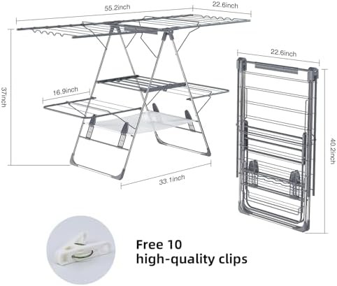 Freestanding gullwing foldable laundry rack — photo 3