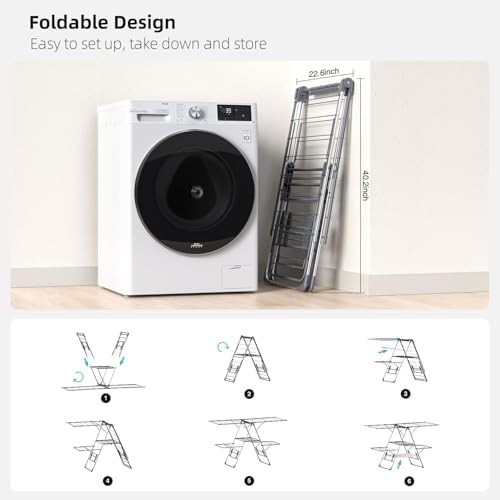 Freestanding gullwing foldable laundry rack — photo 5