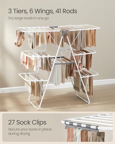 Three tier white and gray laundry airer — photo 3